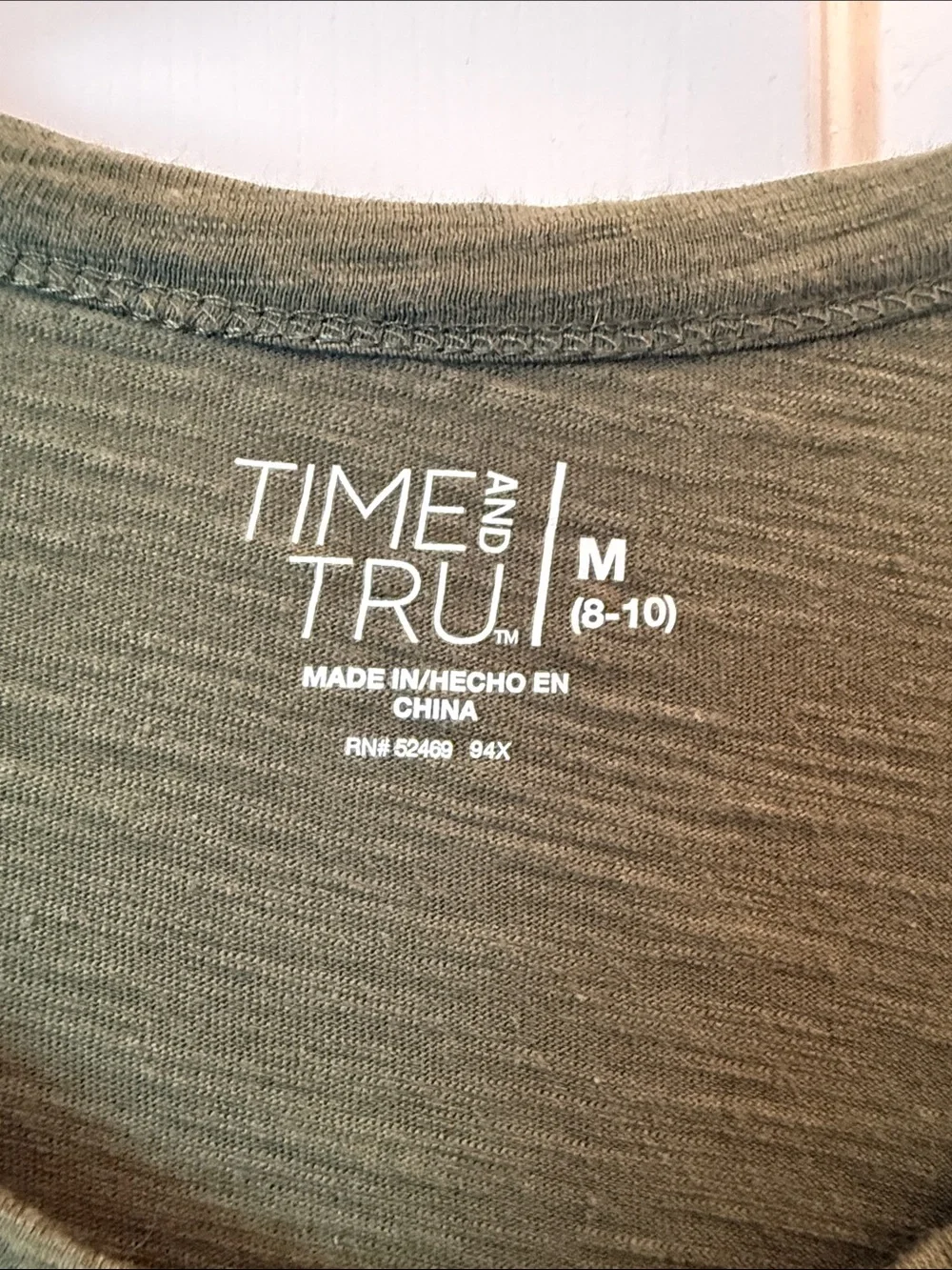 Time and Tru Olive Green Short Sleeve Tiered Dress - Picture 2 of 4